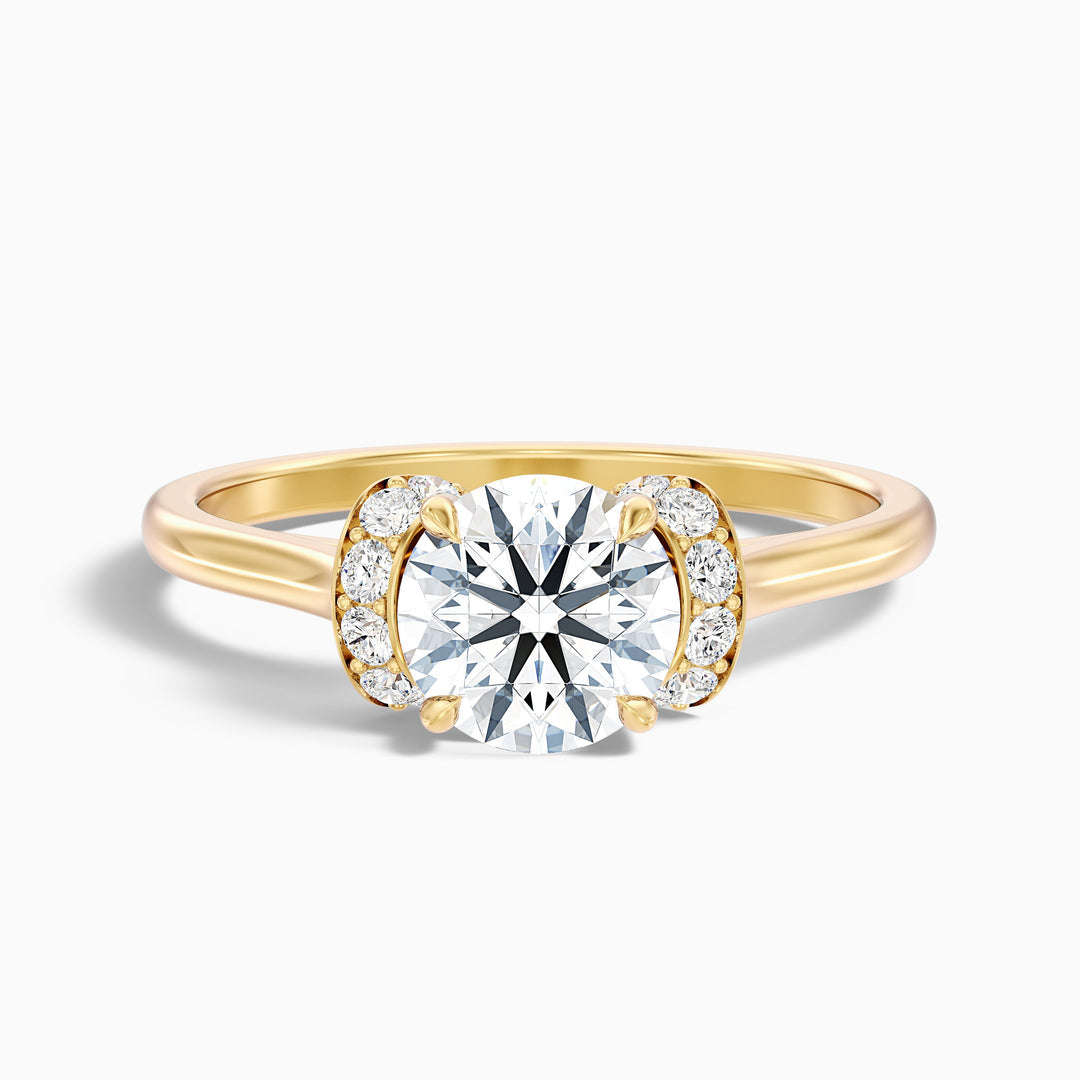 Varani Trilogy Round Solitaire Pave Lab Grown Engagement Ring