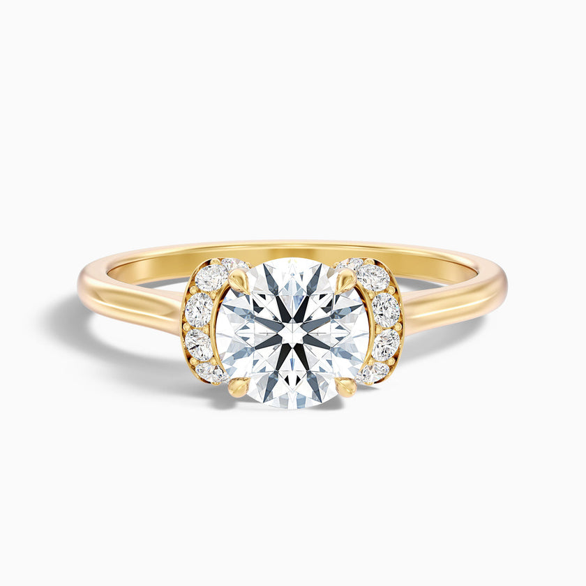 Varani Trilogy Round Solitaire Pave Lab Grown Engagement Ring