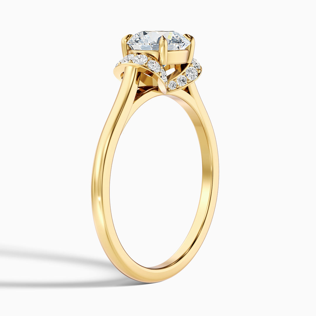 Varani Trilogy Round Solitaire Pave Lab Grown Engagement Ring