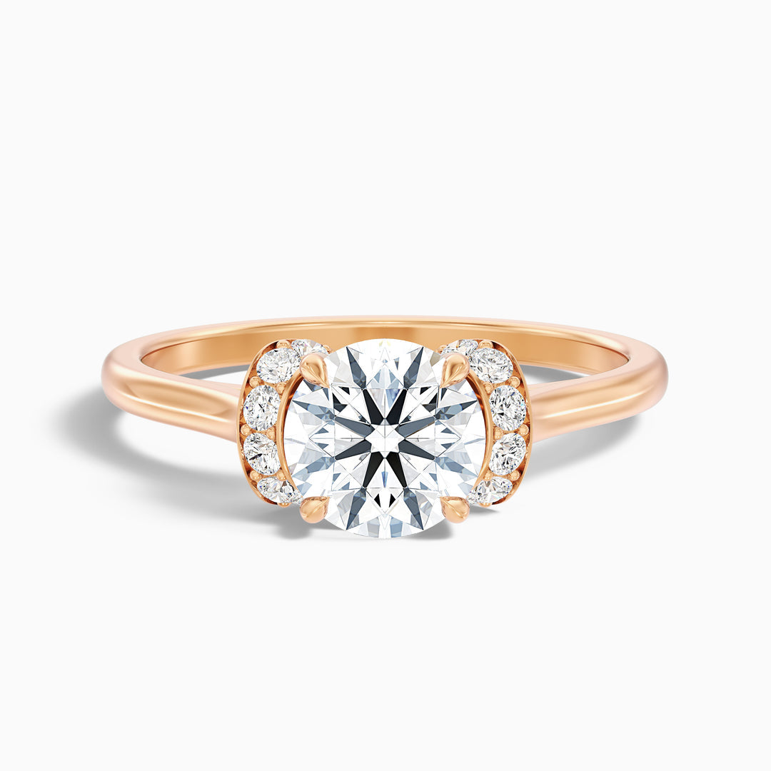 Varani Trilogy Round Solitaire Pave Lab Grown Engagement Ring