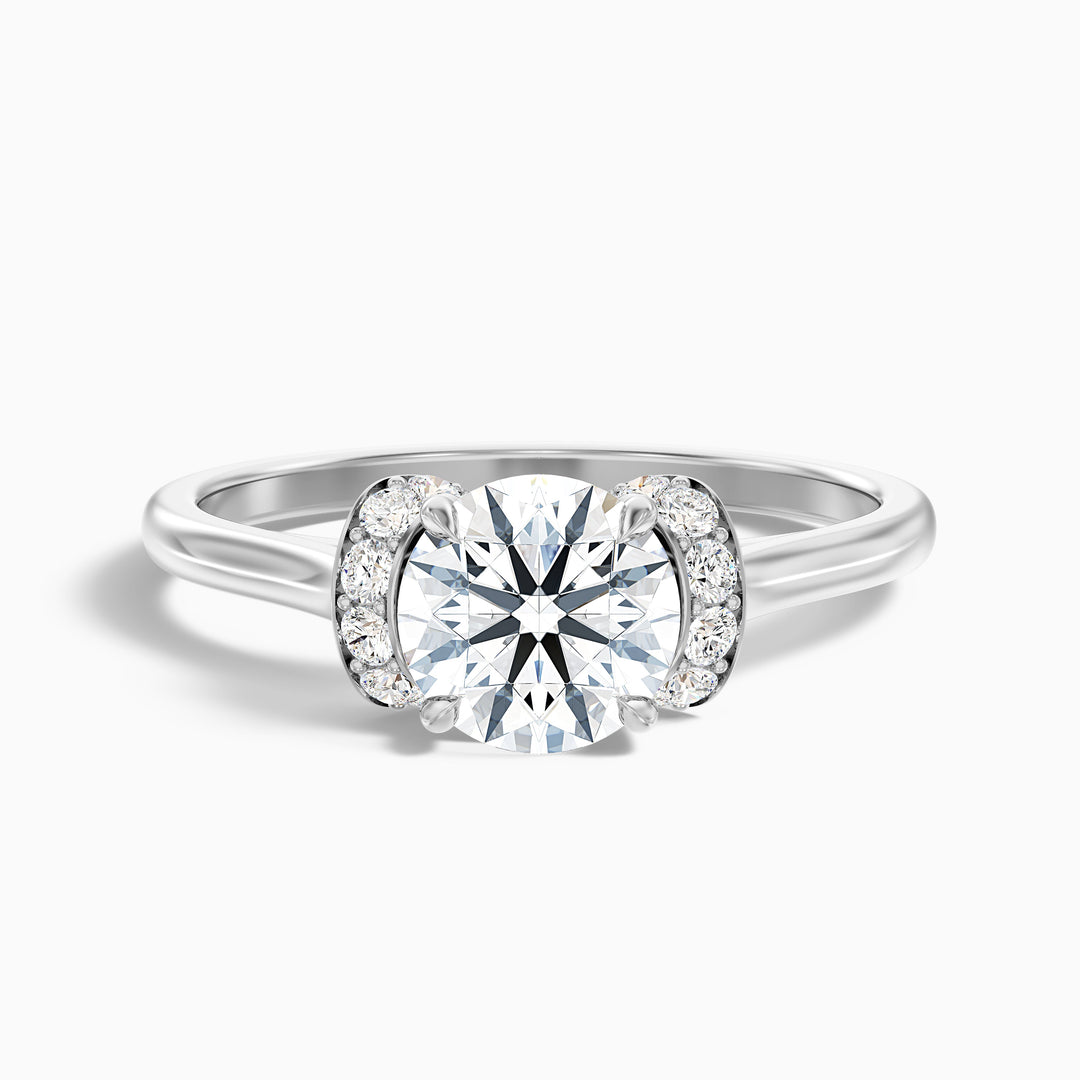 Varani Trilogy Round Solitaire Pave Lab Grown Engagement Ring
