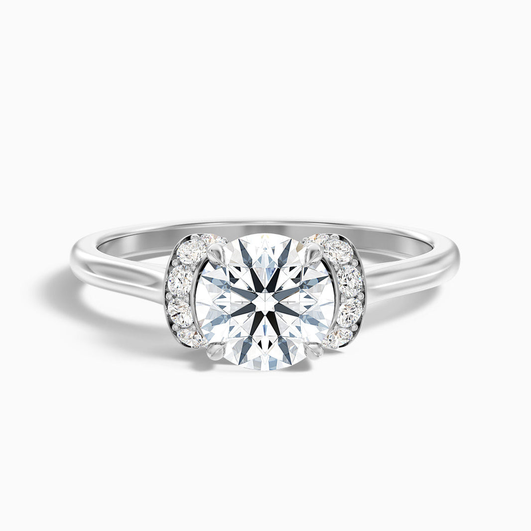 Varani Trilogy Round Solitaire Pave Lab Grown Engagement Ring