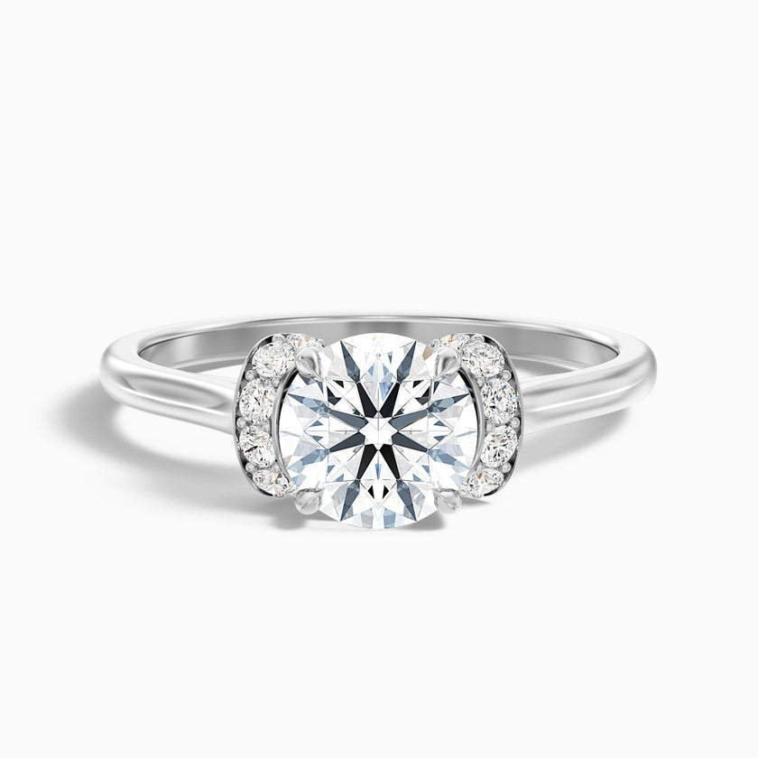 Varani Trilogy Round Solitaire Pave Lab Grown Engagement Ring