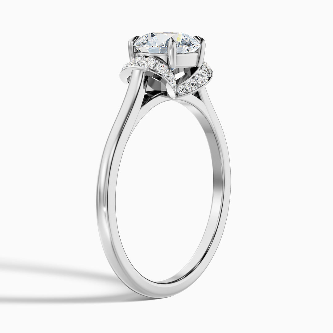 Varani Trilogy Round Solitaire Pave Lab Grown Engagement Ring