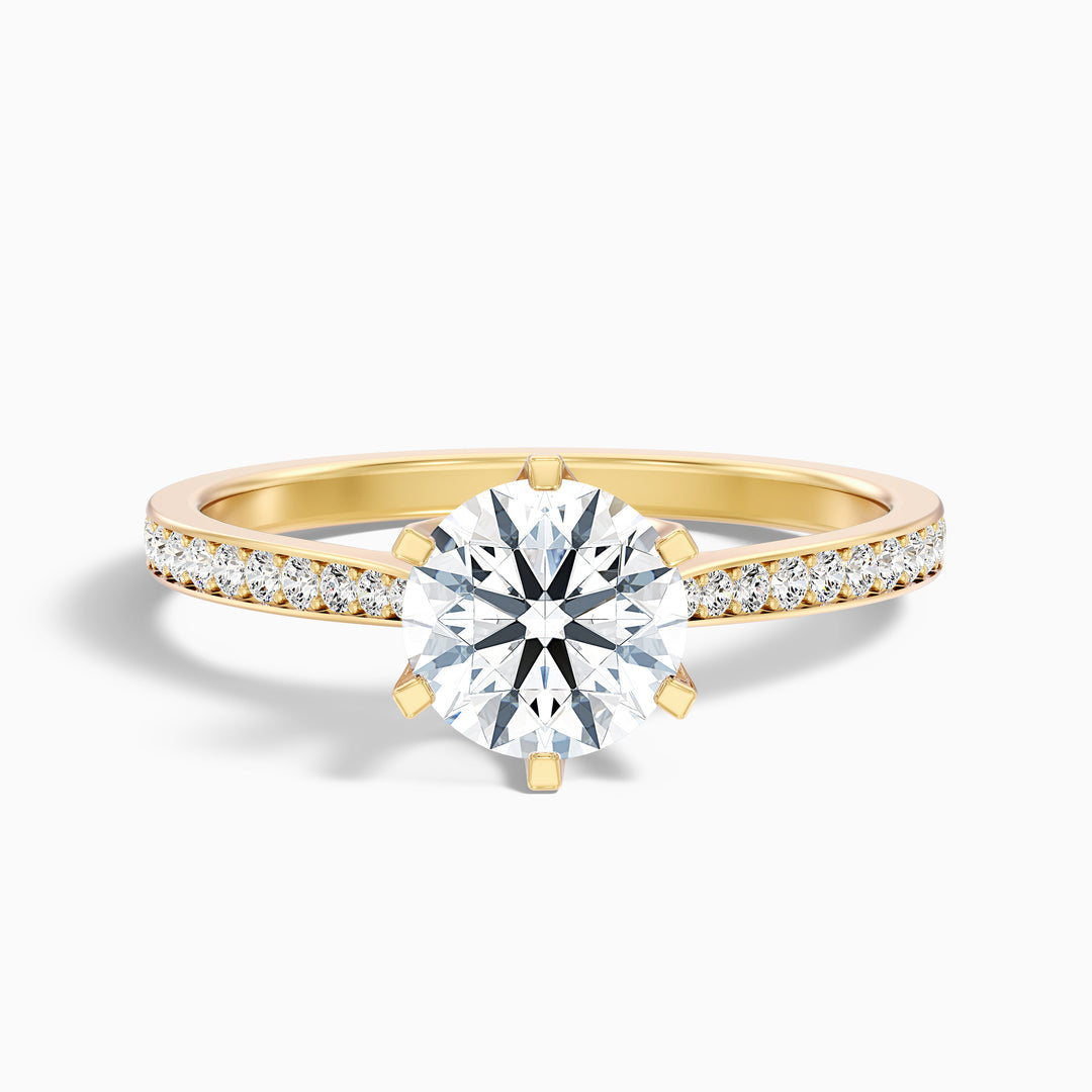 Varani Round Side Stone Pave Lab Grown Engagement Ring