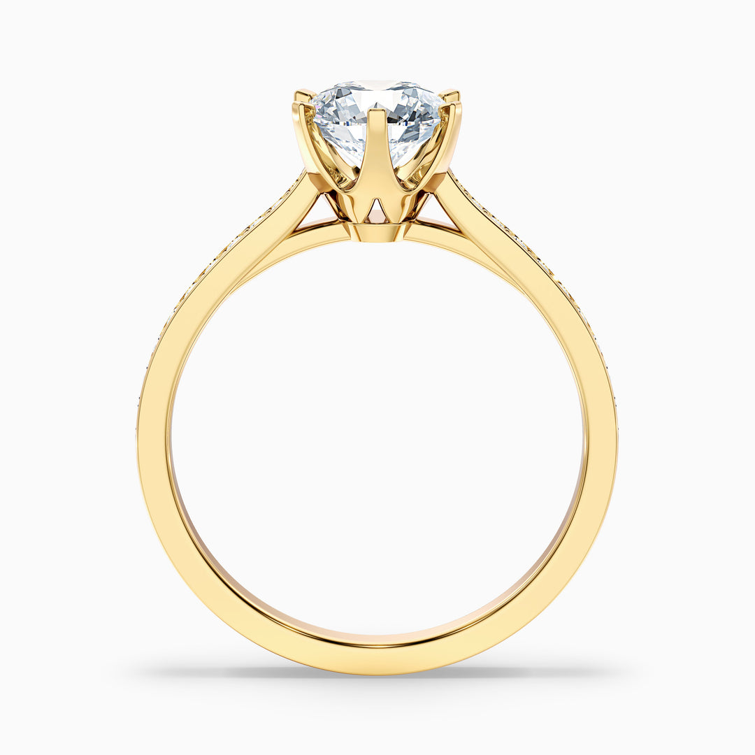 Varani Round Side Stone Pave Lab Grown Engagement Ring