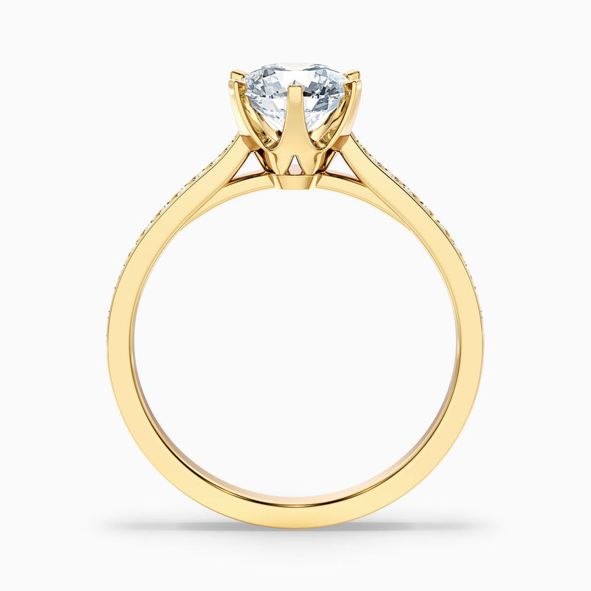 Varani Round Side Stone Pave Lab Grown Engagement Ring