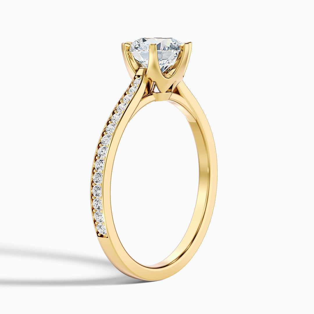 Varani Round Side Stone Pave Lab Grown Engagement Ring