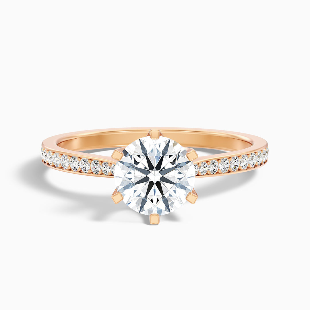 Varani Round Side Stone Pave Lab Grown Engagement Ring