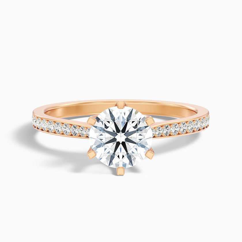 Varani Round Side Stone Pave Lab Grown Engagement Ring