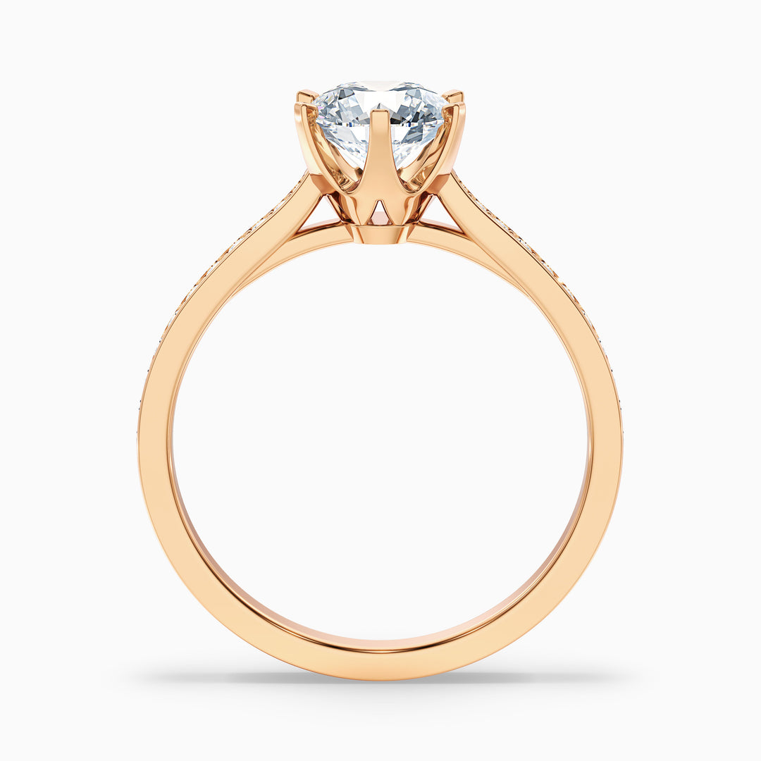 Varani Round Side Stone Pave Lab Grown Engagement Ring