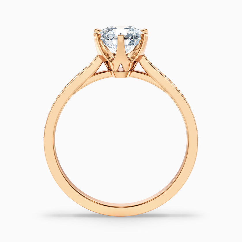 Varani Round Side Stone Pave Lab Grown Engagement Ring