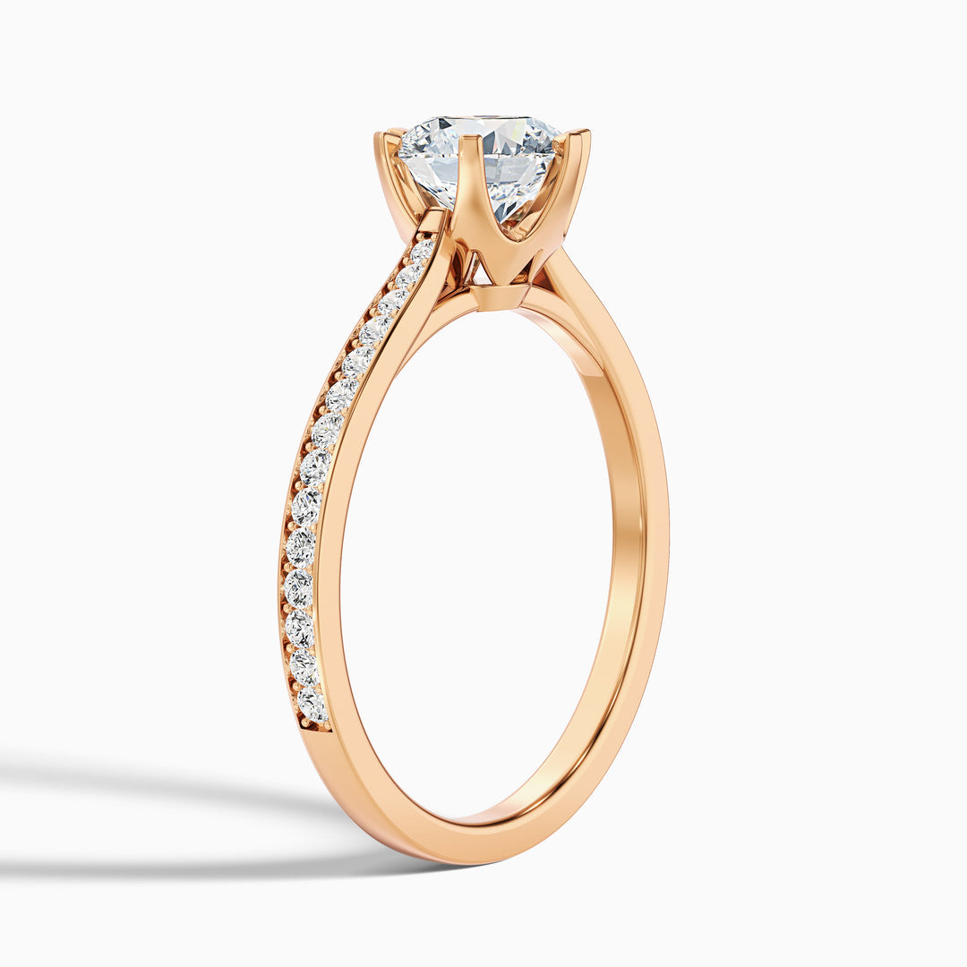 Varani Round Side Stone Pave Lab Grown Engagement Ring