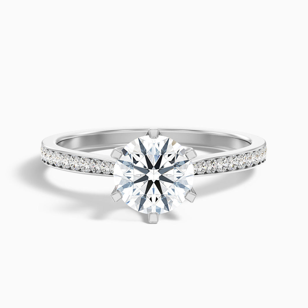 Varani Round Side Stone Pave Lab Grown Engagement Ring