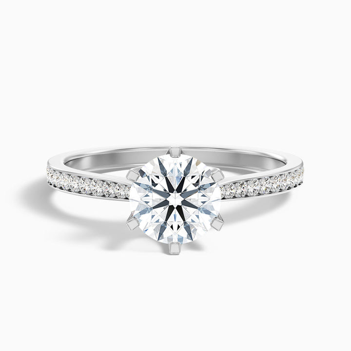 Varani Round Side Stone Pave Lab Grown Engagement Ring