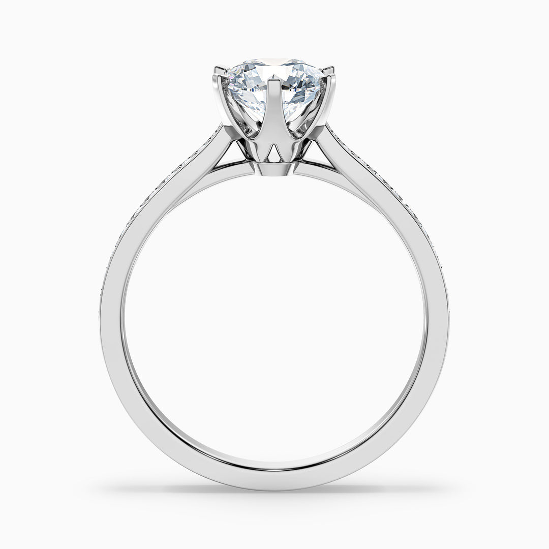 Varani Round Side Stone Pave Lab Grown Engagement Ring