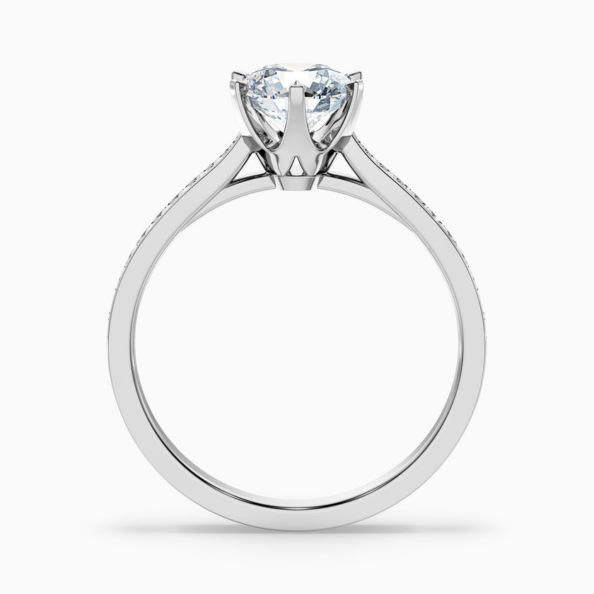 Varani Round Side Stone Pave Lab Grown Engagement Ring
