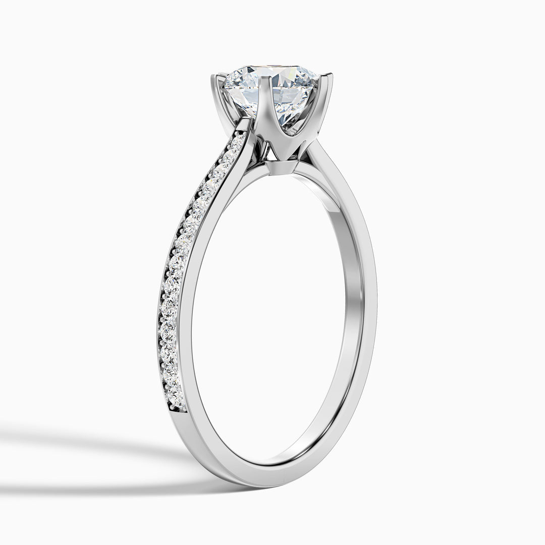 Varani Round Side Stone Pave Lab Grown Engagement Ring