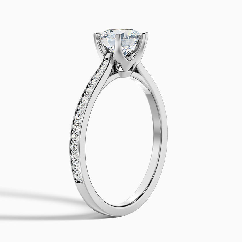Varani Round Side Stone Pave Lab Grown Engagement Ring