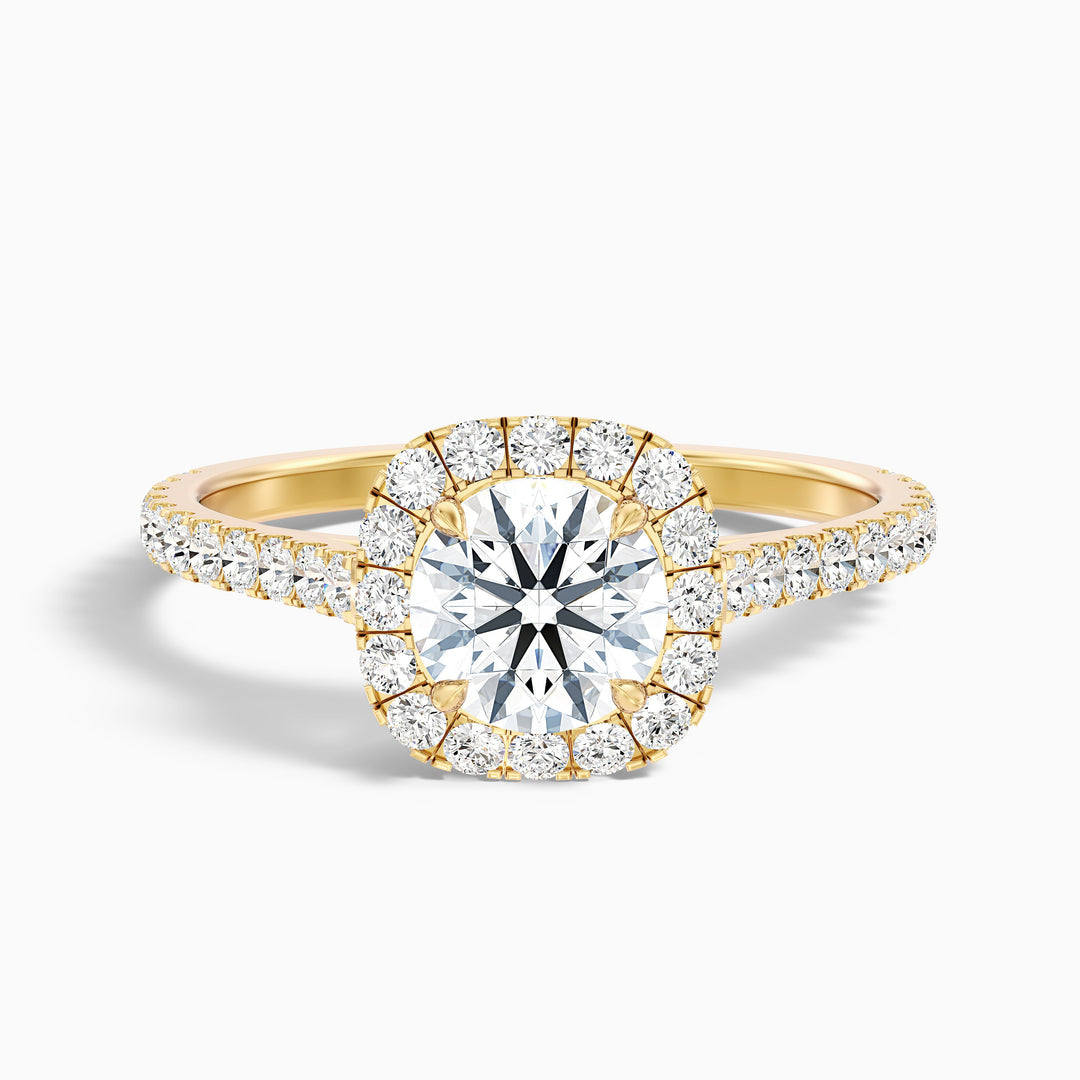 Hazel Round Halo Pave Lab Grown Engagement Ring