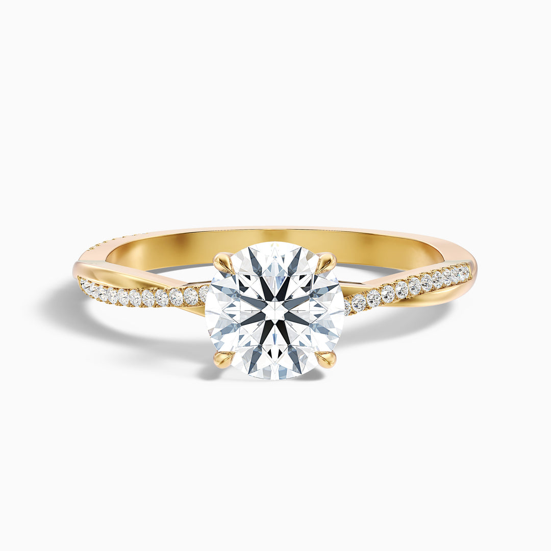 Melanie Round Cut Side Stone Twisted Pave Lab Grown Engagement Ring