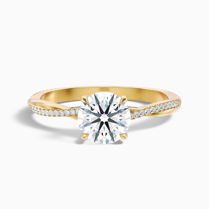 Melanie Round Cut Side Stone Twisted Pave Lab Grown Engagement Ring