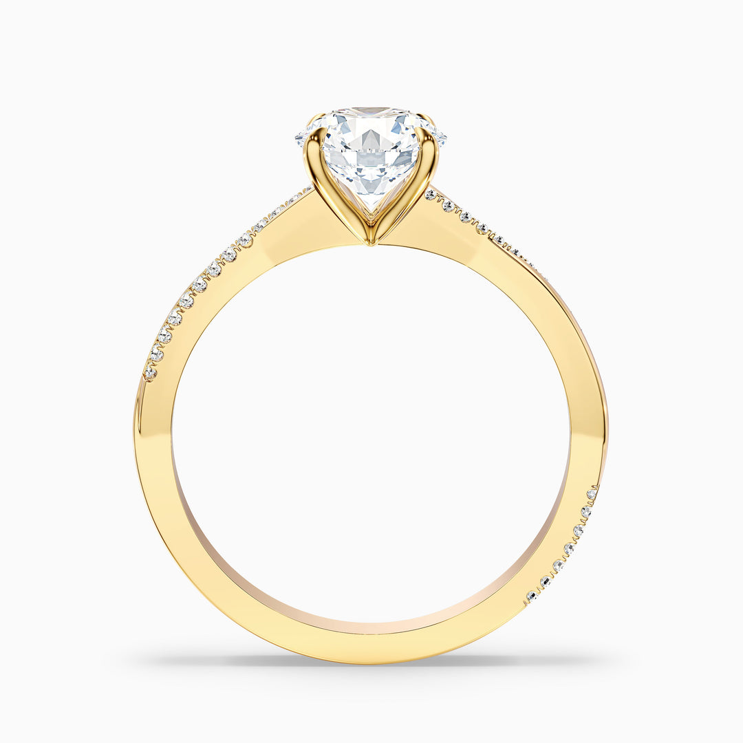 Melanie Round Cut Side Stone Twisted Pave Lab Grown Engagement Ring
