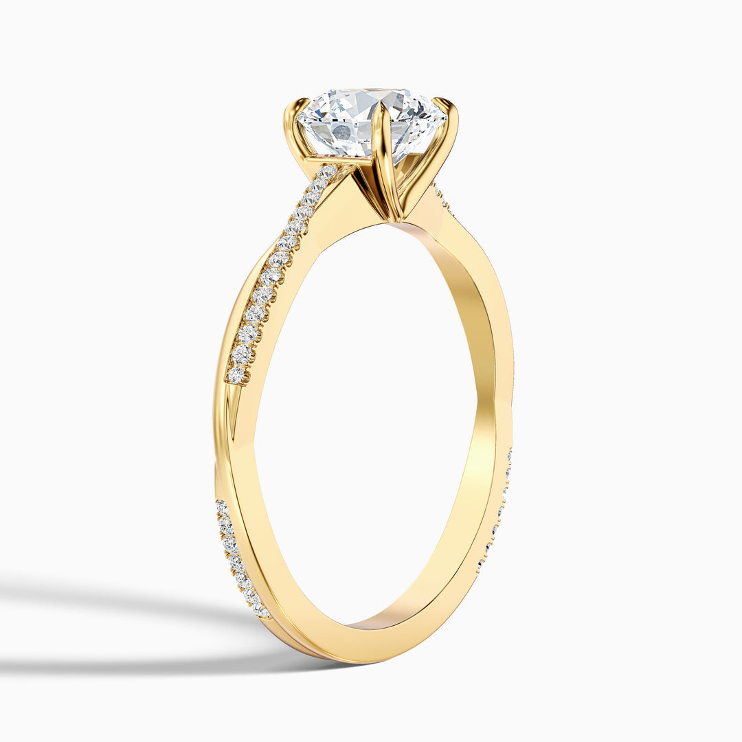 Melanie Round Cut Side Stone Twisted Pave Lab Grown Engagement Ring