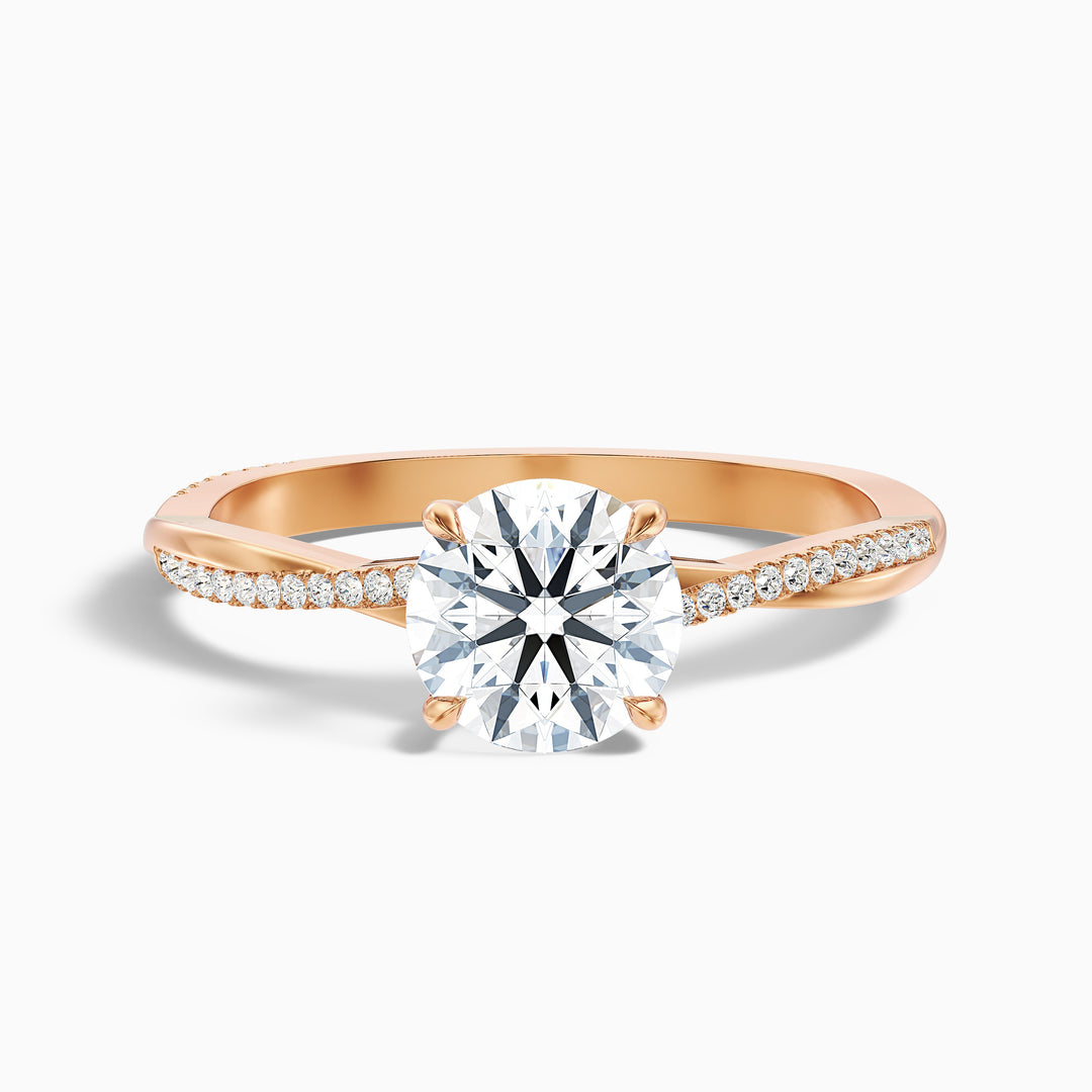 Melanie Round Cut Side Stone Twisted Pave Lab Grown Engagement Ring