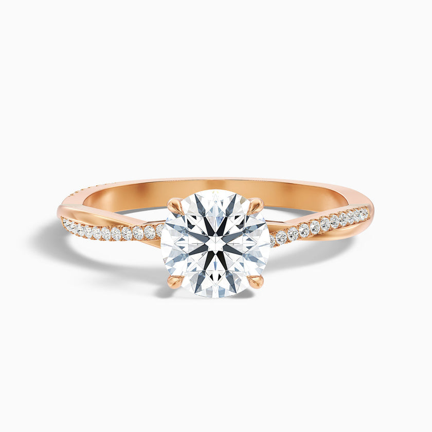 Melanie Round Cut Side Stone Twisted Pave Lab Grown Engagement Ring