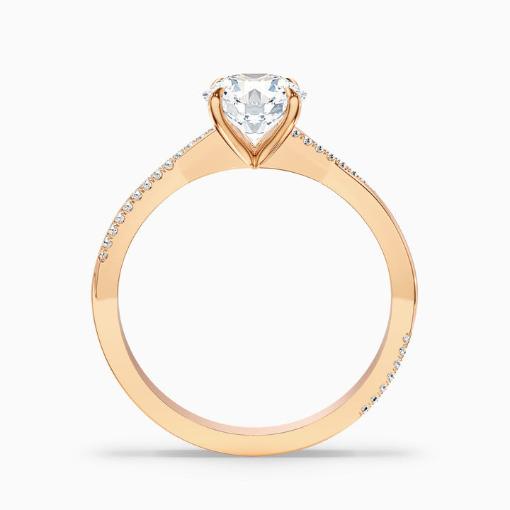 Melanie Round Cut Side Stone Twisted Pave Lab Grown Engagement Ring