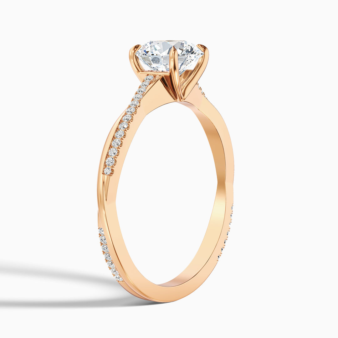 Melanie Round Cut Side Stone Twisted Pave Lab Grown Engagement Ring