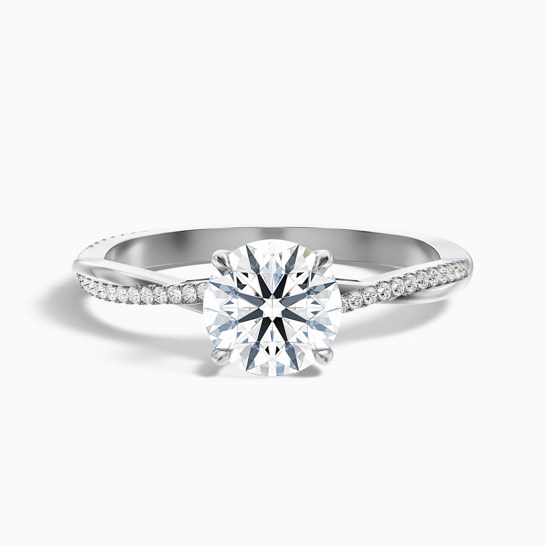 Melanie Round Cut Side Stone Twisted Pave Lab Grown Engagement Ring