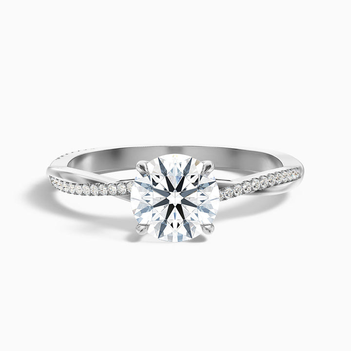 Melanie Round Cut Side Stone Twisted Pave Lab Grown Engagement Ring