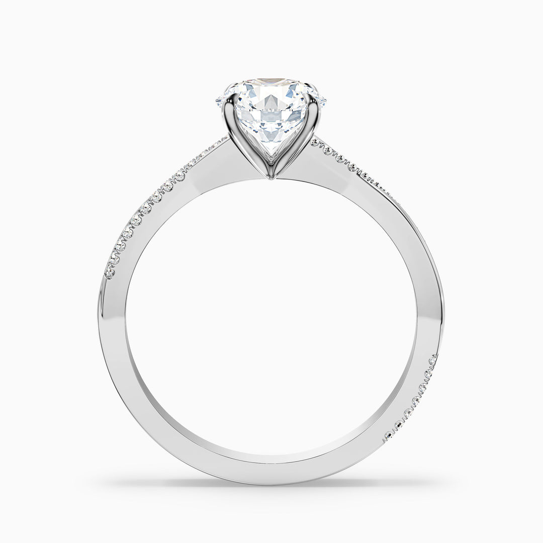 Melanie Round Cut Side Stone Twisted Pave Lab Grown Engagement Ring
