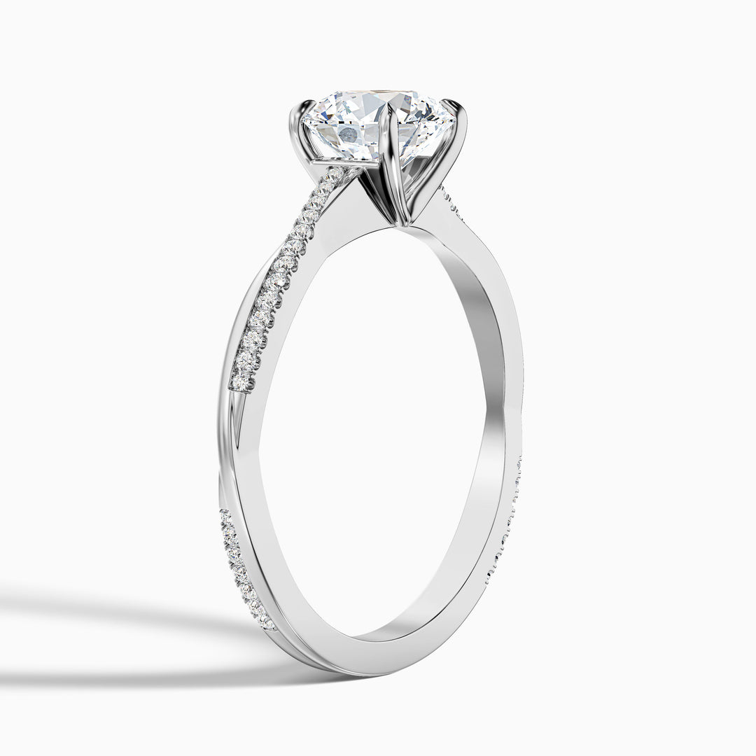 Melanie Round Cut Side Stone Twisted Pave Lab Grown Engagement Ring