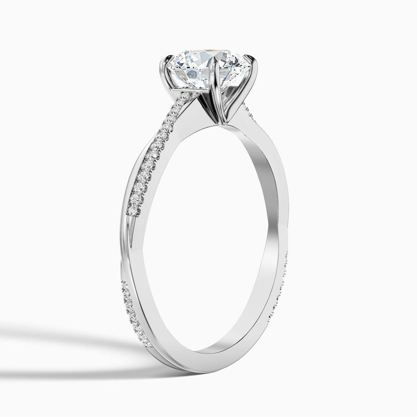 Melanie Round Cut Side Stone Twisted Pave Lab Grown Engagement Ring