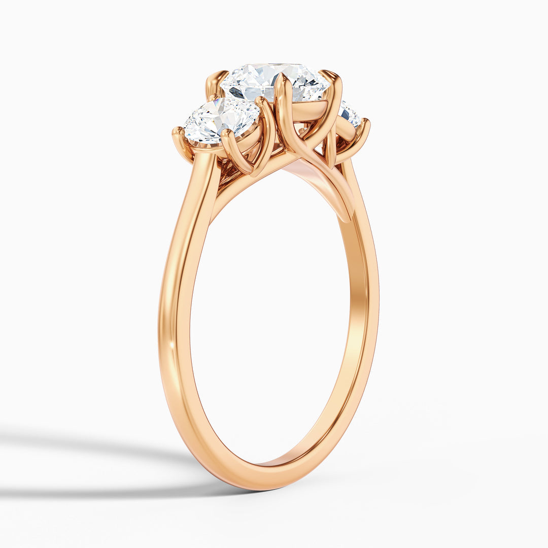 Tina Round 3 Stone Lab Grown Engagement Ring