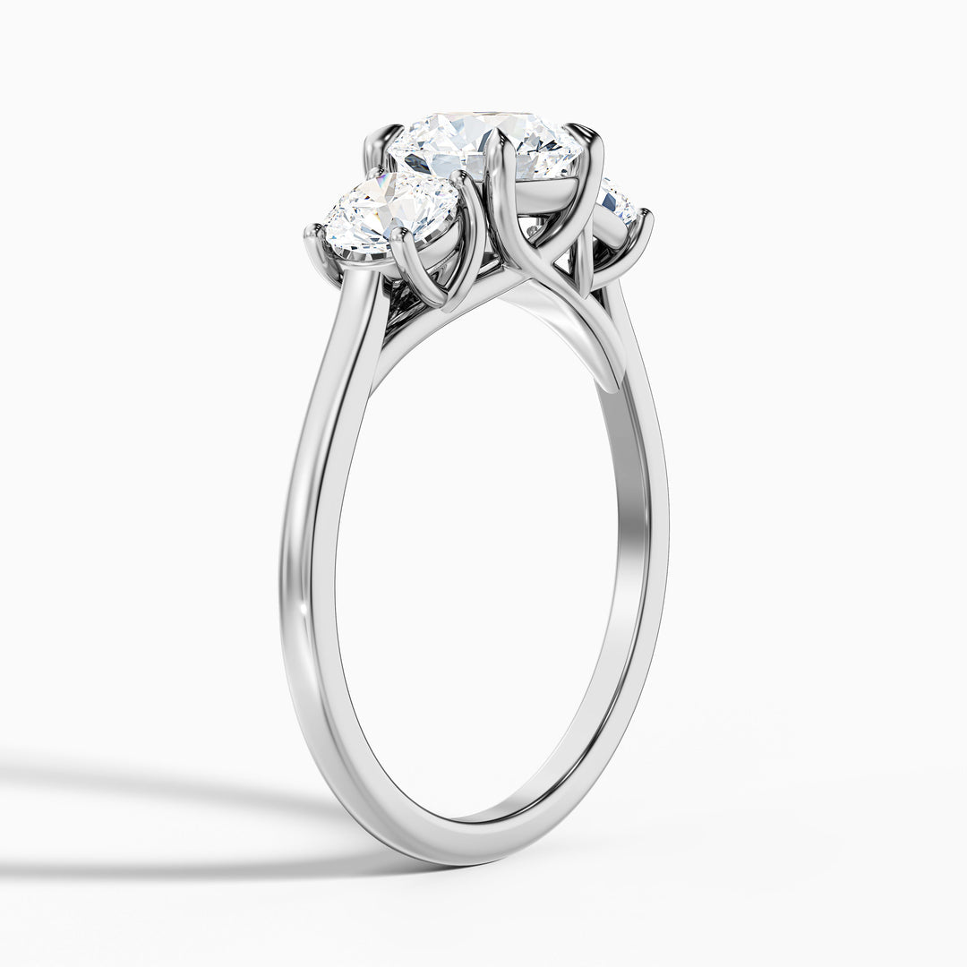 Tina Round 3 Stone Lab Grown Engagement Ring