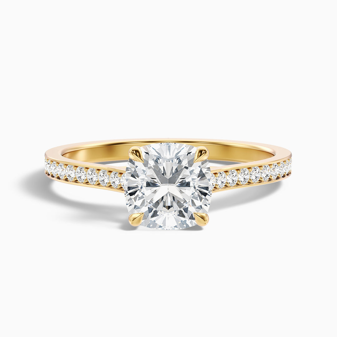 Faith Cushion Cut Side Stone Pave Lab Grown Engagement Ring