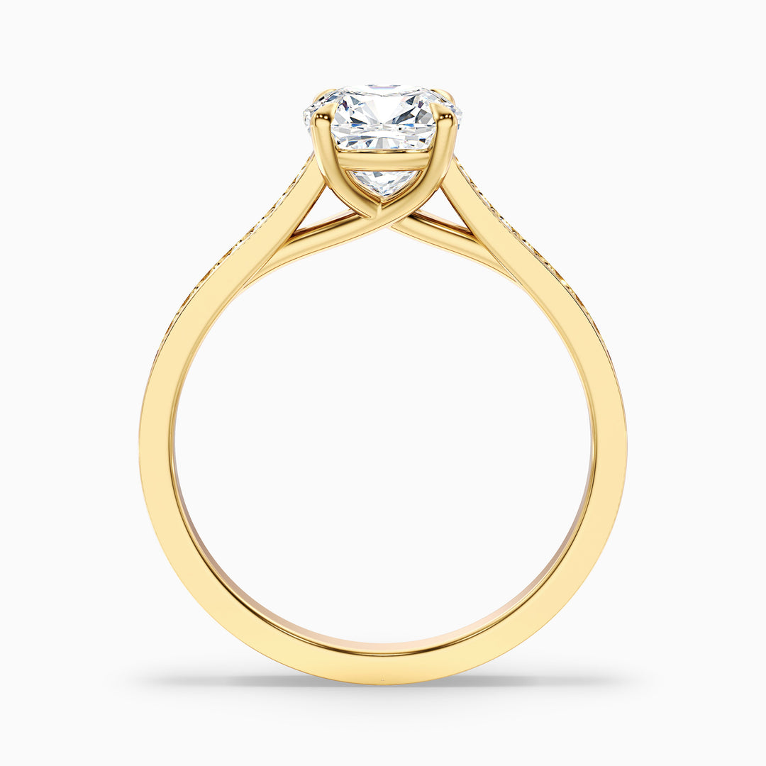 Faith Cushion Cut Side Stone Pave Lab Grown Engagement Ring