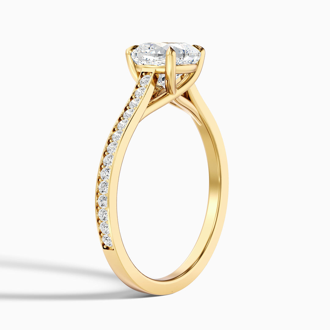 Faith Cushion Cut Side Stone Pave Lab Grown Engagement Ring