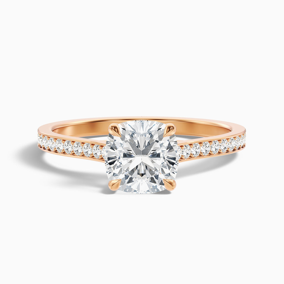 Faith Cushion Cut Side Stone Pave Lab Grown Engagement Ring