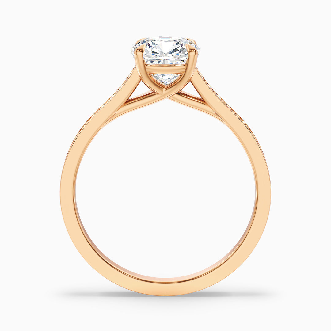 Faith Cushion Cut Side Stone Pave Lab Grown Engagement Ring