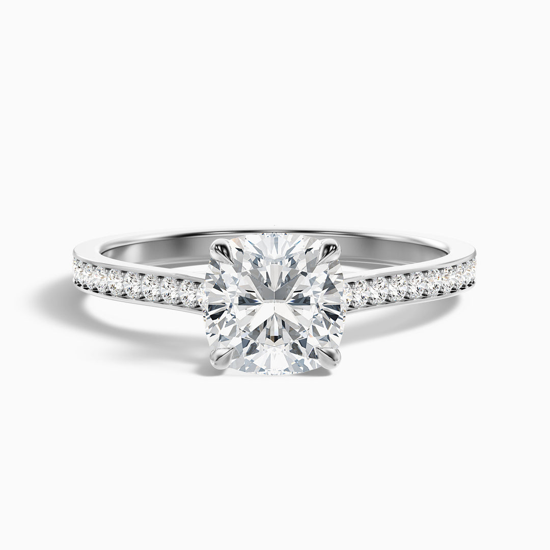 Faith Cushion Cut Side Stone Pave Lab Grown Engagement Ring
