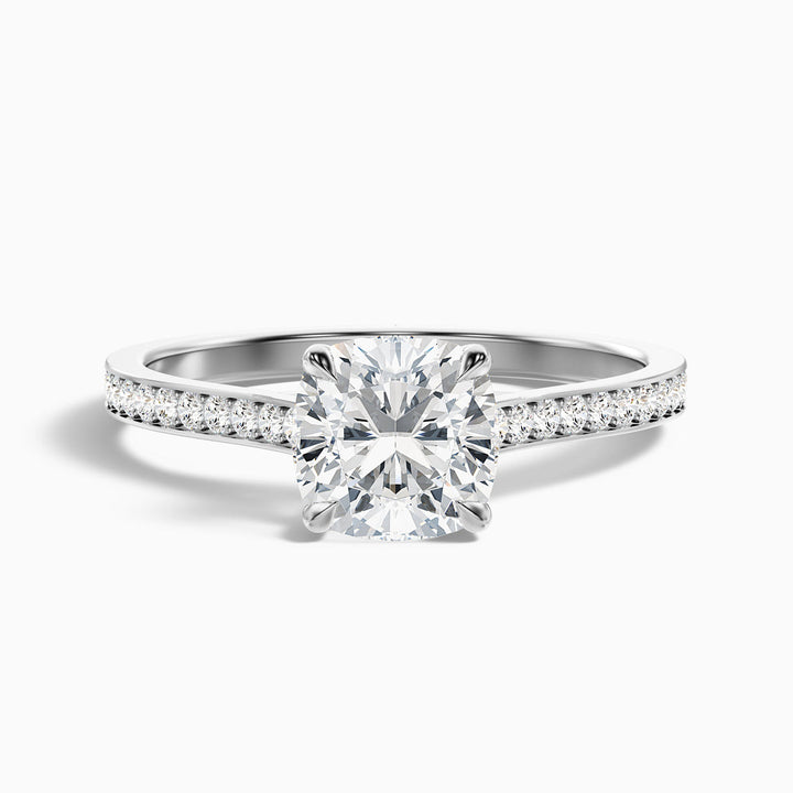 Faith Cushion Cut Side Stone Pave Lab Grown Engagement Ring