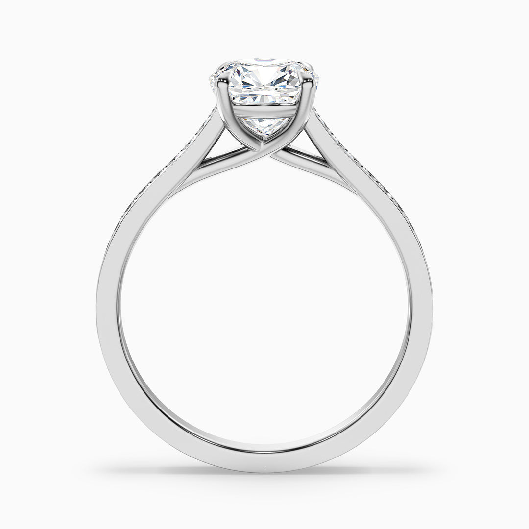 Faith Cushion Cut Side Stone Pave Lab Grown Engagement Ring