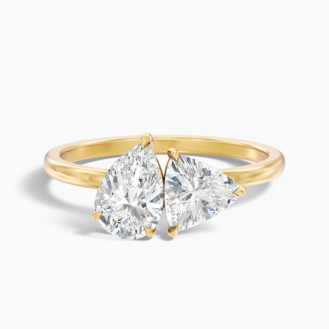 Mila Toi Et Moi Engagement Ring With Pear and Trillion Cut Two Stone Lab Grown Diamond