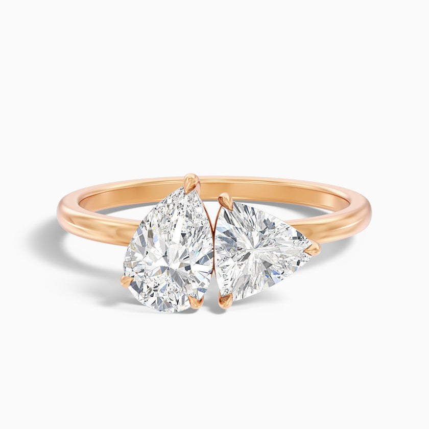 Mila Toi Et Moi Engagement Ring With Pear and Trillion Cut Two Stone Lab Grown Diamond