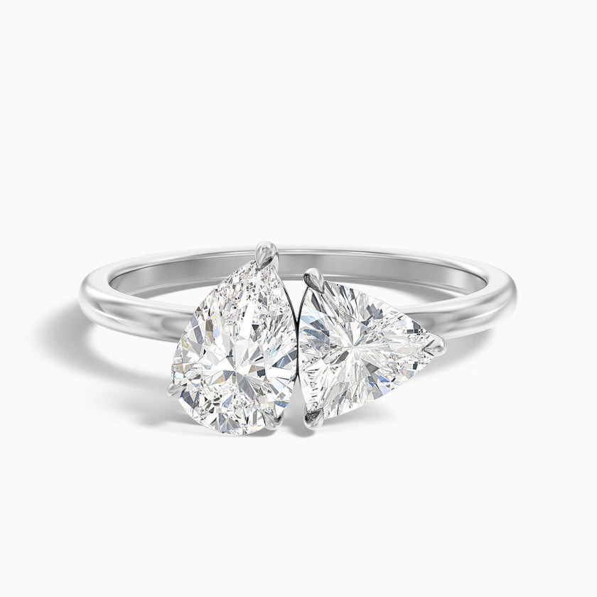 Mila Toi Et Moi Engagement Ring With Pear and Trillion Cut Two Stone Lab Grown Diamond
